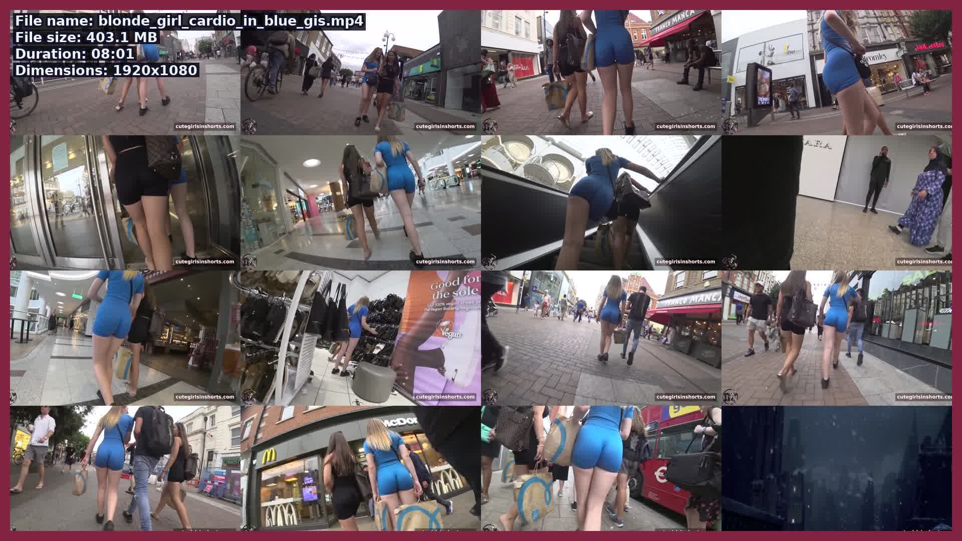 Blonde Girl Cardio In Blue