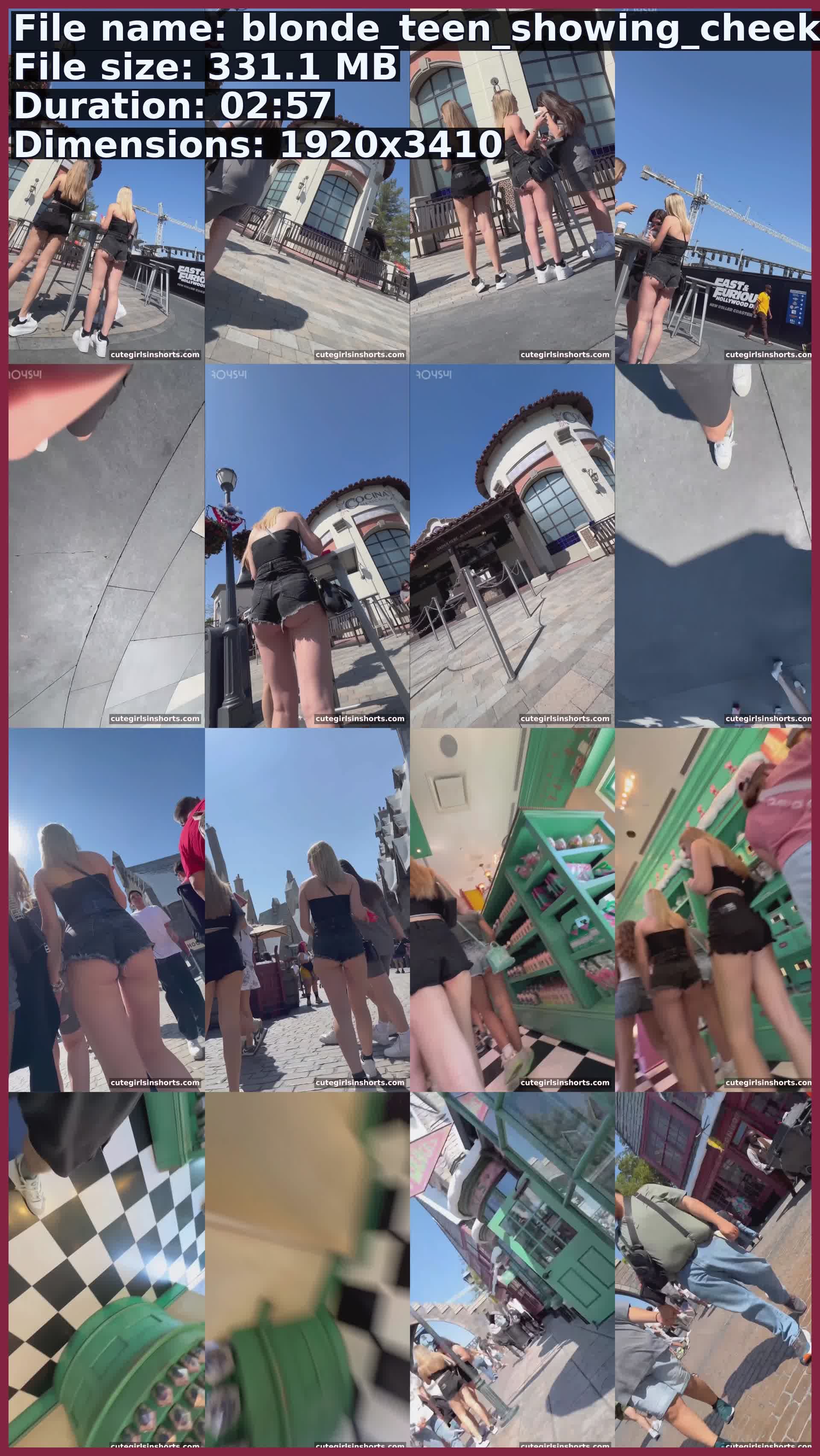 Blonde Teen Showing Cheeks