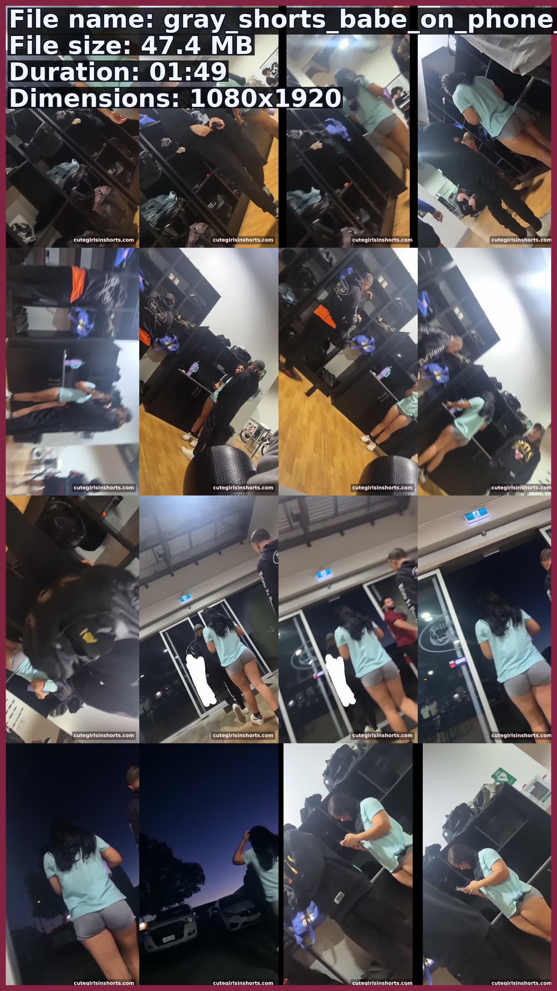 Gray Shorts Babe On Phone