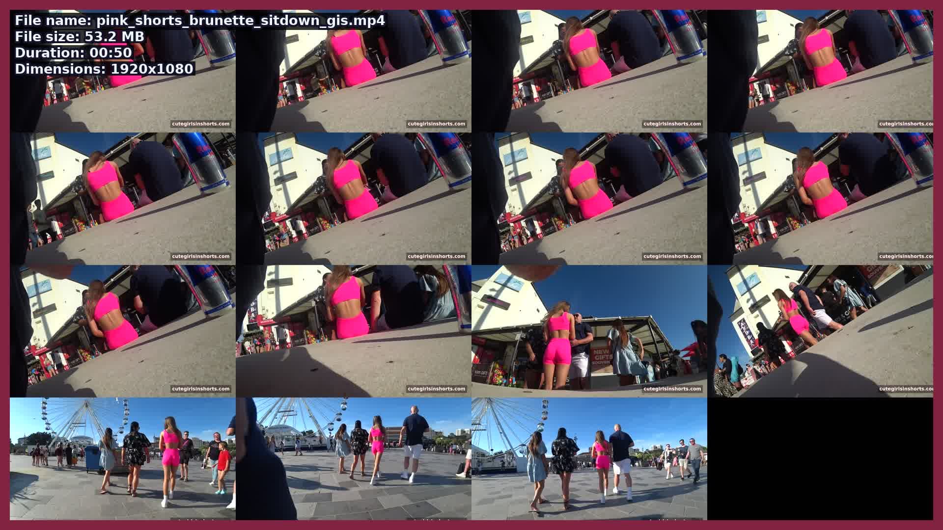 Pink Shorts Brunette Sitdown